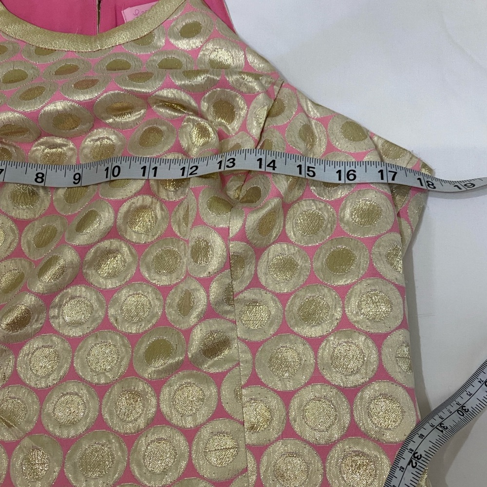 Lilly Pulitzer Pearl Halter Mini Shift Dress Pink Pop Dot Jacquard Metallic 12 - Picture 9 of 12